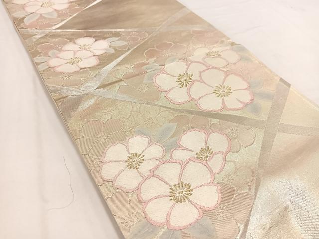 平和屋着物◎六通柄袋帯　唐織　草花文　金銀糸　引箔　やまとオリジナル　　正絹　逸品　BAAV7688yc