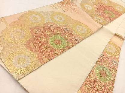 平和屋着物◎六通柄袋帯　正倉院花文　金銀糸　引箔　正絹　逸品　BAAV7698yc