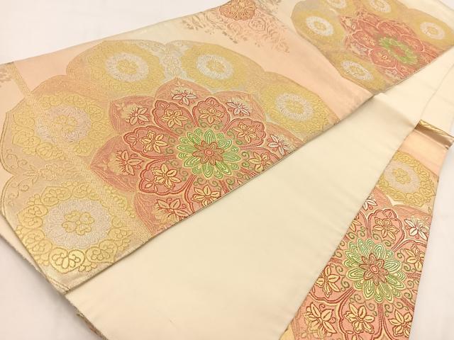 平和屋着物◎六通柄袋帯　正倉院花文　金銀糸　引箔　正絹　逸品　BAAV7698yc
