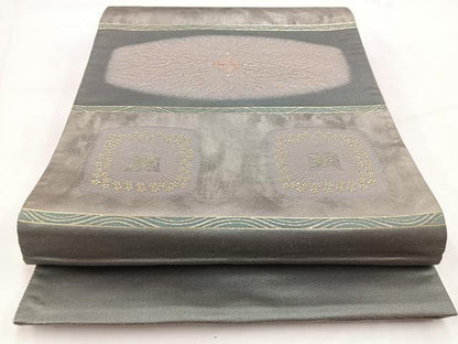 平和屋着物◎六通柄袋帯　段に彩麗草　金銀糸　引箔　正絹　逸品　BAAV7720yc