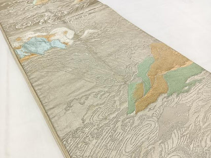 平和屋着物◎六通柄袋帯　流水風景文　金銀糸　正絹　逸品　BAAV7722yc