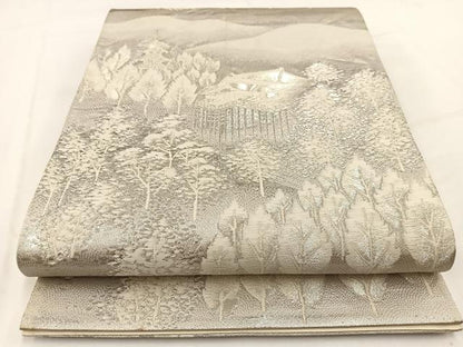 平和屋着物◎六通柄袋帯　プラチナ箔　京名所　正絹　逸品　BAAV7725yc