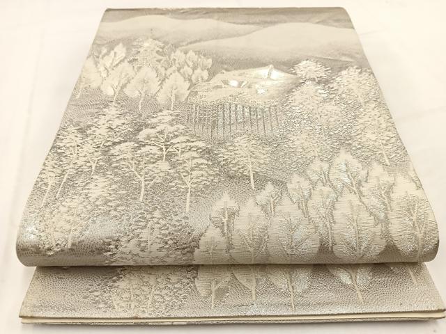 平和屋着物◎六通柄袋帯　プラチナ箔　京名所　正絹　逸品　BAAV7725yc