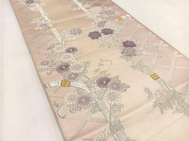 平和屋着物◎六通柄袋帯　唐織　籬花文　金銀糸　正絹　逸品　BAAV7726yc