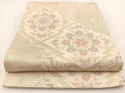 平和屋着物◎六通柄袋帯　唐織　粋秀松皮　金銀糸　正絹　逸品　BAAV7727yc