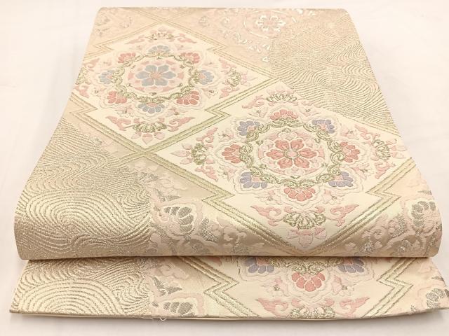 平和屋着物◎六通柄袋帯　唐織　粋秀松皮　金銀糸　正絹　逸品　BAAV7727yc