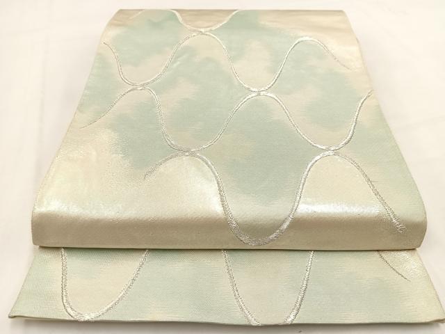 平和屋着物◎六通柄袋帯　横段文　銀糸　引箔　ますいわ屋オリジナル　正絹　逸品　BAAV7734yc