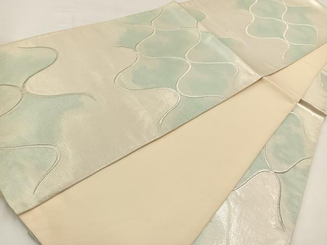 平和屋着物◎六通柄袋帯　横段文　銀糸　引箔　ますいわ屋オリジナル　正絹　逸品　BAAV7734yc