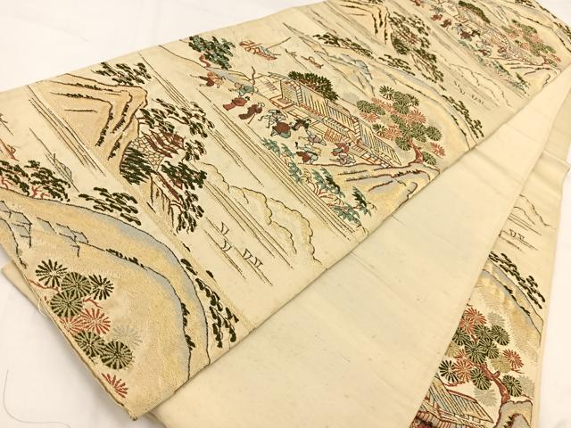 平和屋着物◎六通柄袋帯 .唐織 城下町 金糸 正絹 逸品 BAAV7748yc