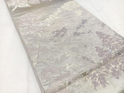 平和屋着物◎六通柄袋帯 唐織 風景文 銀糸 正絹 逸品 BAAV7750yc