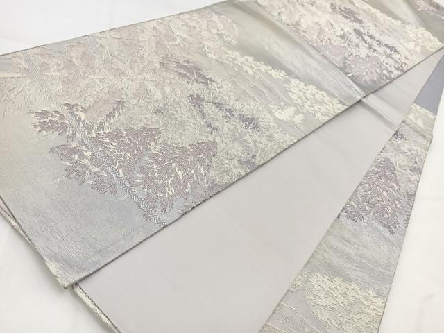 平和屋着物◎六通柄袋帯 唐織 風景文 銀糸 正絹 逸品 BAAV7750yc