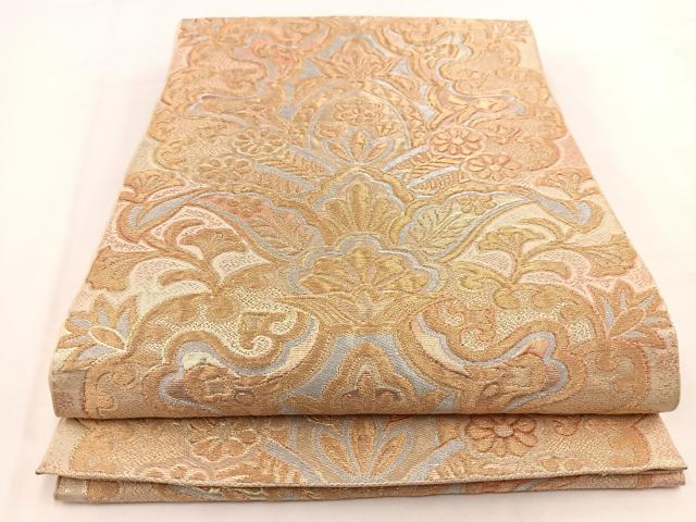 平和屋着物◎六通柄 京袋帯 本袋帯 更紗花文 金銀糸 正絹 逸品 BAAV7757yc