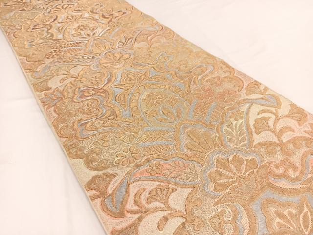 平和屋着物◎六通柄 京袋帯 本袋帯 更紗花文 金銀糸 正絹 逸品 BAAV7757yc