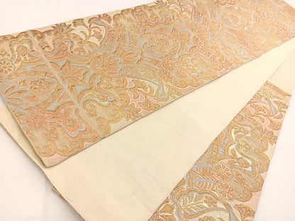 平和屋着物◎六通柄 京袋帯 本袋帯 更紗花文 金銀糸 正絹 逸品 BAAV7757yc