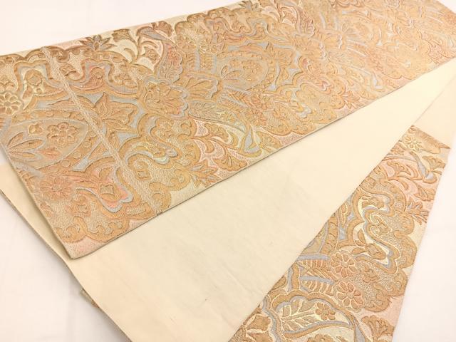 平和屋着物◎六通柄 京袋帯 本袋帯 更紗花文 金銀糸 正絹 逸品 BAAV7757yc