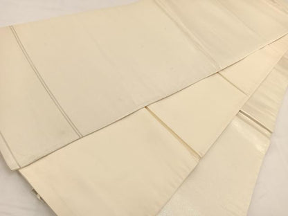 平和屋着物◎太鼓柄袋帯　総刺繍　銀駒刺繍　青海波文　引箔.　正絹　逸品　BAAV7767yc