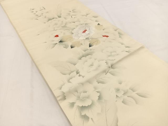 平和屋着物◎太鼓柄袋帯　手描き　刺繍　牡丹.　正絹　逸品　BAAV7769yc