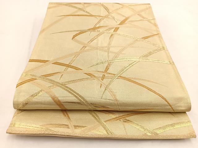 平和屋着物◎西陣　六通柄袋帯　唐織　芝草文　金糸　正絹　逸品　BAAV7771yc