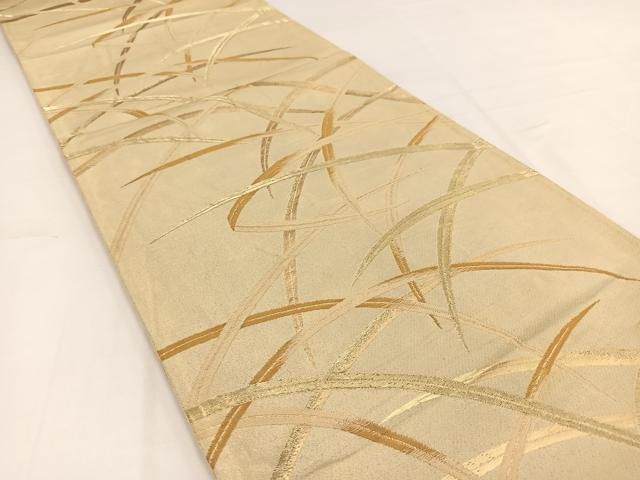 平和屋着物◎西陣　六通柄袋帯　唐織　芝草文　金糸　正絹　逸品　BAAV7771yc