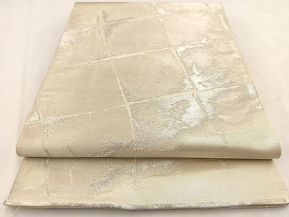 平和屋着物◎六通柄袋帯　石垣文　銀糸　正絹　逸品　BAAV7788yc
