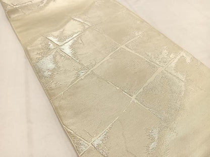 平和屋着物◎六通柄袋帯　石垣文　銀糸　正絹　逸品　BAAV7788yc