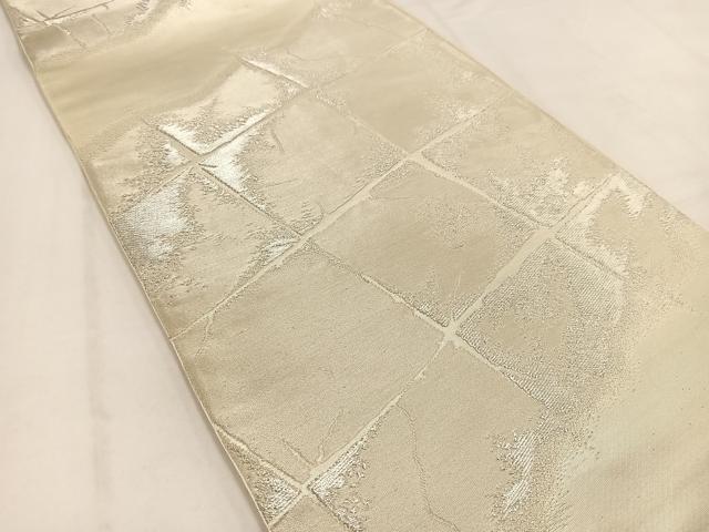平和屋着物◎六通柄袋帯　石垣文　銀糸　正絹　逸品　BAAV7788yc