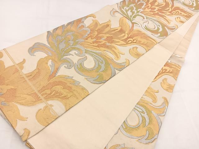 平和屋着物◎六通柄袋帯　更紗花文　金銀糸　正絹　逸品　BAAV7791yc