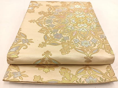 平和屋着物◎六通柄袋帯　正倉院花文　金銀糸　正絹　逸品　BAAV7794yc
