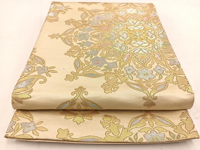 平和屋着物◎六通柄袋帯　正倉院花文　金銀糸　正絹　逸品　BAAV7794yc