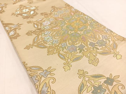 平和屋着物◎六通柄袋帯　正倉院花文　金銀糸　正絹　逸品　BAAV7794yc