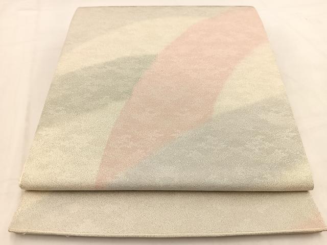 平和屋着物◎全通柄袋帯　砂子綴れ　青海波文様　正絹　逸品　BAAV7799yc
