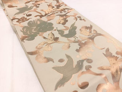 平和屋着物◎六通柄袋帯 花鳥文 金糸 正絹 逸品 BAAV7804yc