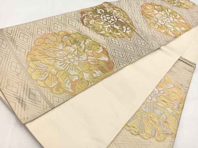 平和屋着物◎六通柄袋帯　正倉院花文　金銀糸　正絹　逸品　BAAV7807yc