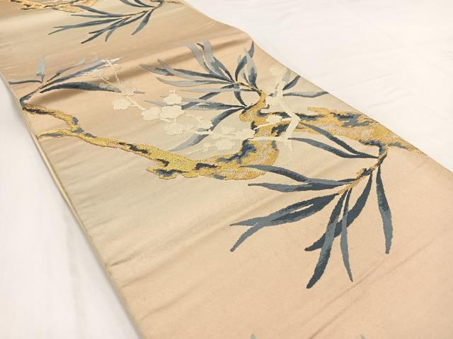 平和屋着物◎六通柄袋帯　唐織　草花文　金糸　引箔　正絹　逸品　BAAV7814yc