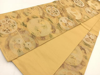 平和屋着物◎六通柄袋帯 鳳凰花文 金銀糸 引箔 正絹 逸品 BAAV7815yc