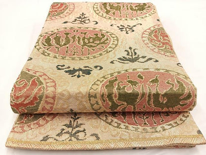 平和屋着物◎佐賀錦　六通柄袋帯　向かい鳳凰　金糸　正絹　逸品　BAAV7817yc