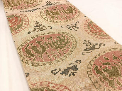 平和屋着物◎佐賀錦　六通柄袋帯　向かい鳳凰　金糸　正絹　逸品　BAAV7817yc