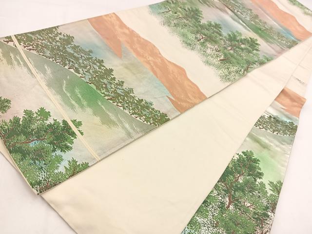 平和屋着物◎六通柄袋帯　遠山風景文　金糸　引箔　正絹　逸品　BAAV7825yc