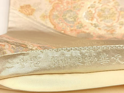平和屋着物◎六通柄袋帯　二重箔　引箔　扇面更紗華文　正絹　逸品　BAAV7830yc