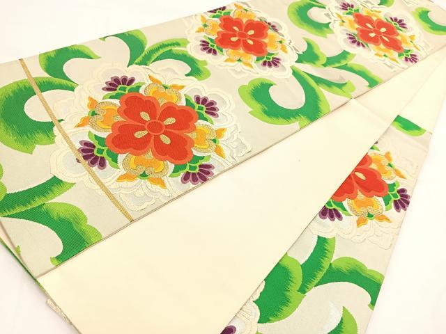 平和屋着物◎六通柄袋帯　唐織　正倉院花文　金銀糸　正絹　逸品　BAAV7831yc