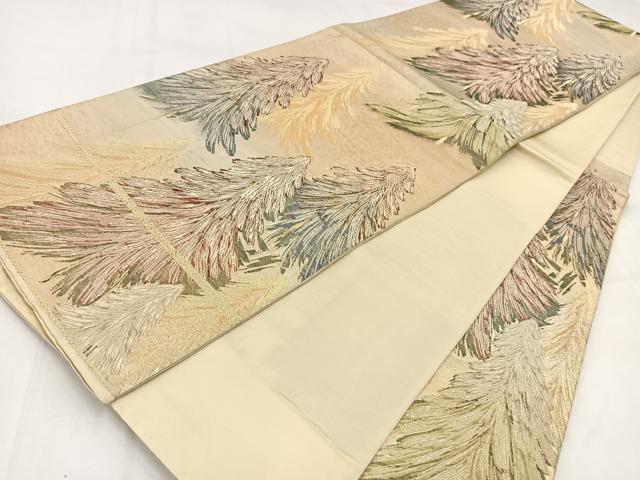 平和屋着物◎六通柄袋帯　樹林文　金銀糸　正絹　逸品　BAAV7839yc