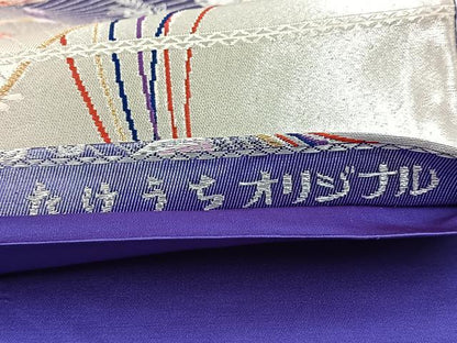 平和屋着物◎六通柄袋帯　唐織　孔雀花文　金銀糸　たけうちオリジナル　金銀糸　正絹　逸品　BAAV7848yc