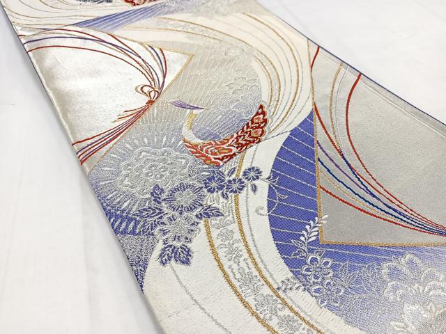 平和屋着物◎六通柄袋帯　唐織　孔雀花文　金銀糸　たけうちオリジナル　金銀糸　正絹　逸品　BAAV7848yc