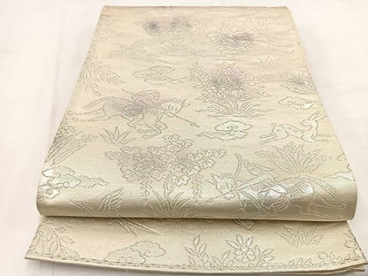 平和屋着物◎六通柄袋帯　　純銀箔　狩猟文　正絹　逸品　BAAV7849yc