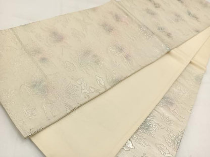 平和屋着物◎六通柄袋帯　　純銀箔　狩猟文　正絹　逸品　BAAV7849yc