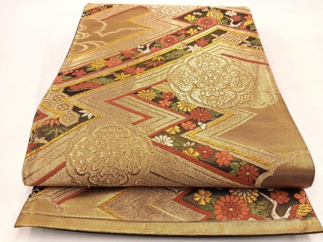 平和屋着物◎六通柄袋帯　唐織　慶長小花文　金銀糸　正絹　逸品　BAAV7850yc
