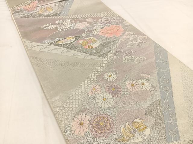 平和屋着物◎六通柄袋帯 唐織 新華錦 花鳥文 金銀糸 正絹 逸品 BAAV7851yc