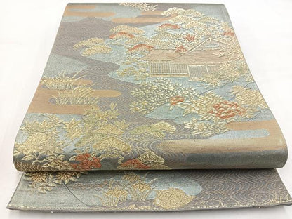 平和屋着物◎六通柄袋帯　大宮好　長寿錦　御所解風景文　金銀糸　正絹　逸品　BAAV7856yc