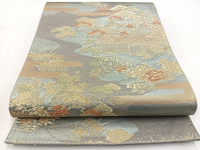平和屋着物◎六通柄袋帯　大宮好　長寿錦　御所解風景文　金銀糸　正絹　逸品　BAAV7856yc