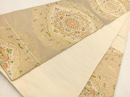 平和屋着物◎六通柄袋帯　唐織　正倉院更紗花文　金糸　正絹　逸品　BAAV7877yc